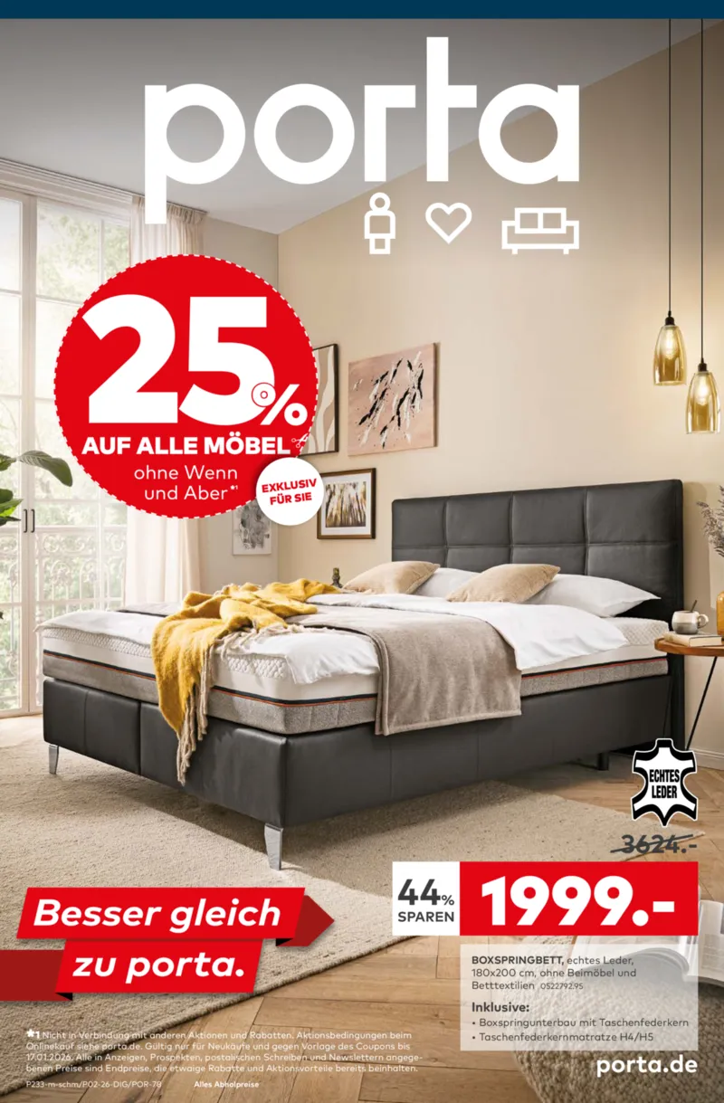 porta Möbel Prospekt vom 05.01.2026, Seite 1
