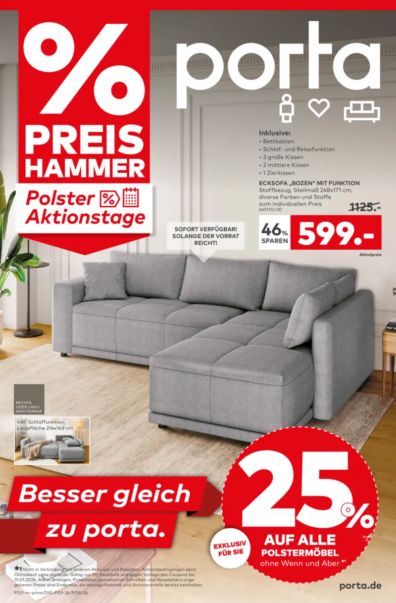porta Möbel Prospekt vom 26.01.2026, Seite 1