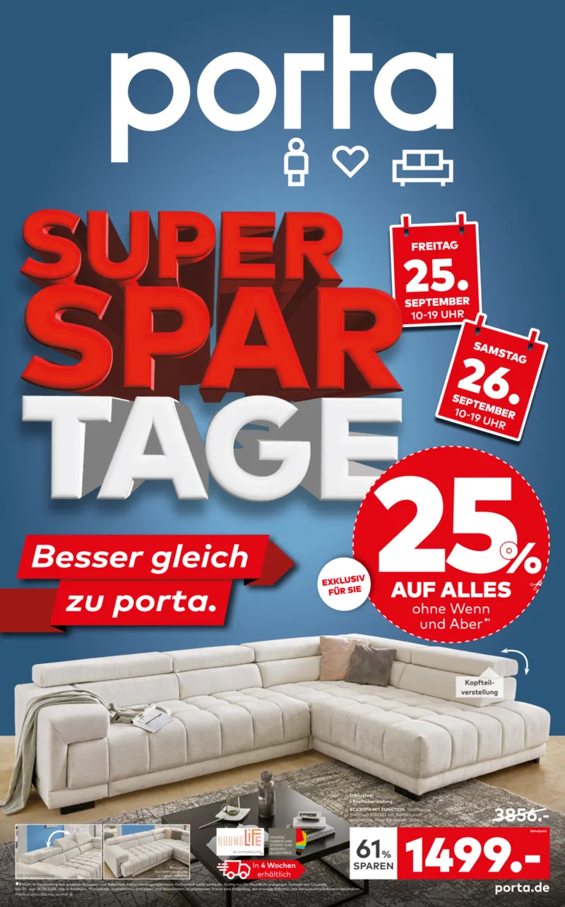 porta Möbel Prospekt vom 21.09.2026, Seite 1