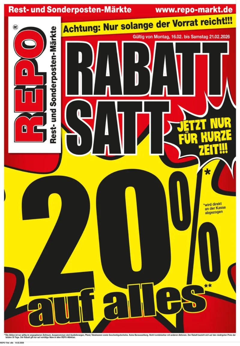 REPO-Markt Prospekt vom 16.02.2026, Seite 1