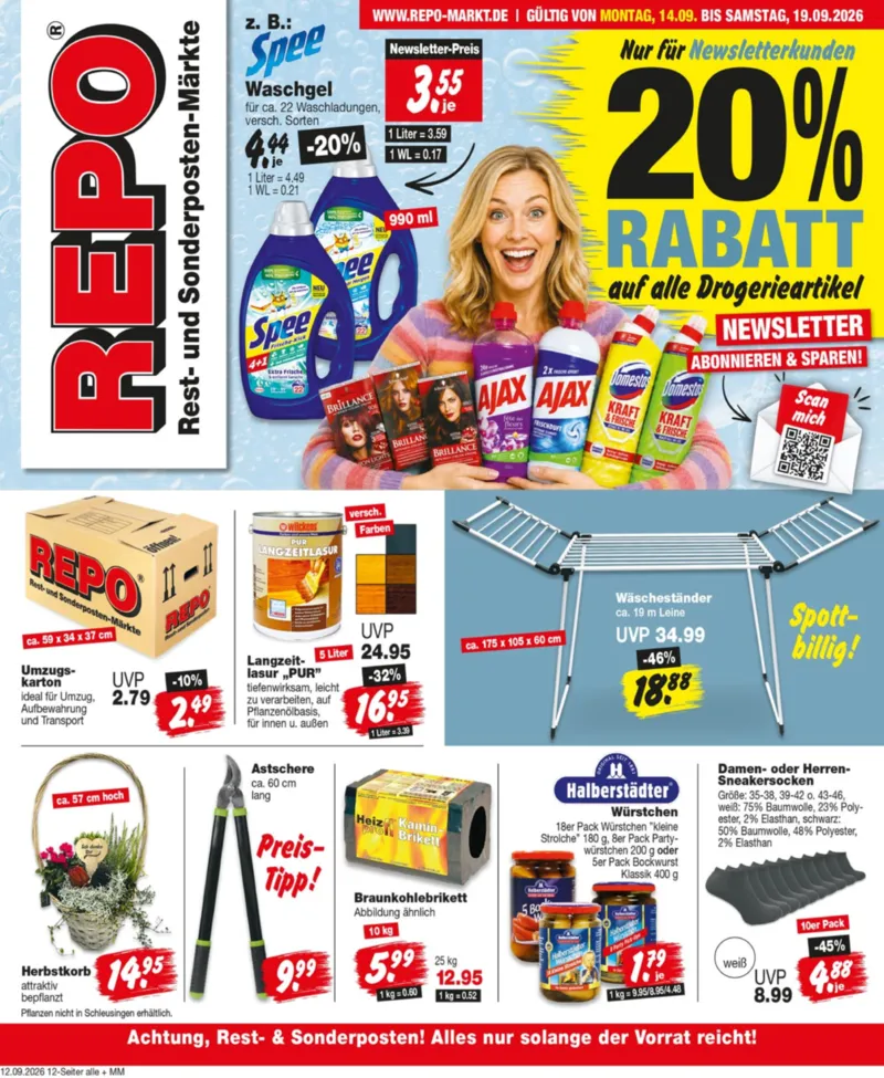 REPO-Markt Prospekt vom 14.09.2026, Seite 1