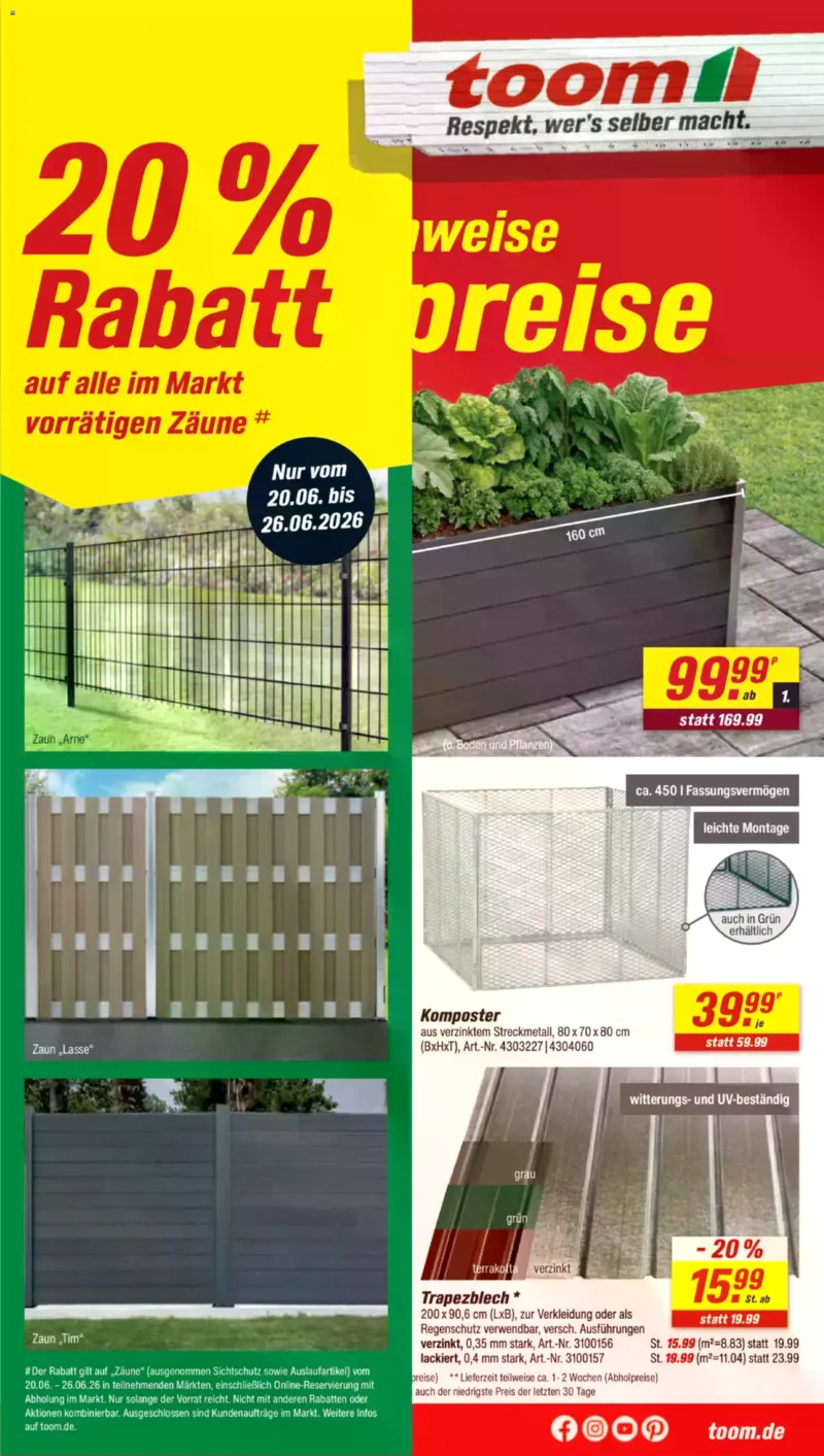 toom Prospekt vom 20.06.2026, Seite 1