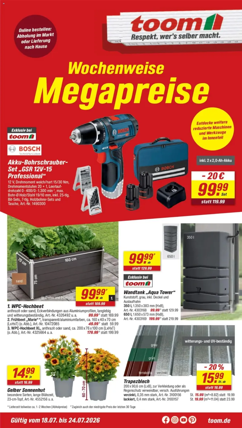 toom Prospekt vom 18.07.2026, Seite 1