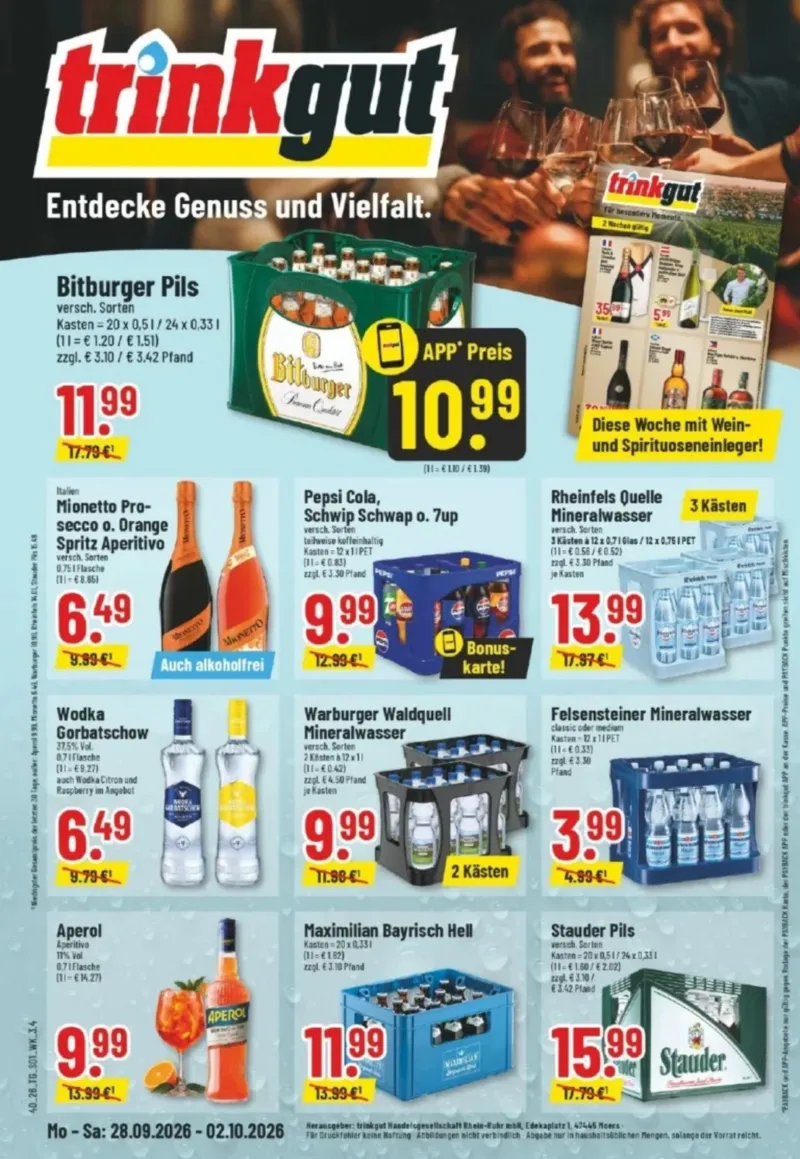 trinkgut Prospekt vom 28.09.2026, Seite 1