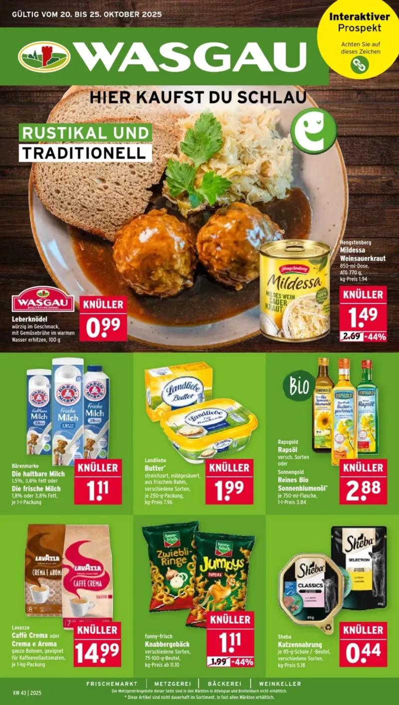 Wasgau Prospekt vom 20.10.2025, Seite 1 Wasgau Prospekt vom 20.10.2025, Seite 1