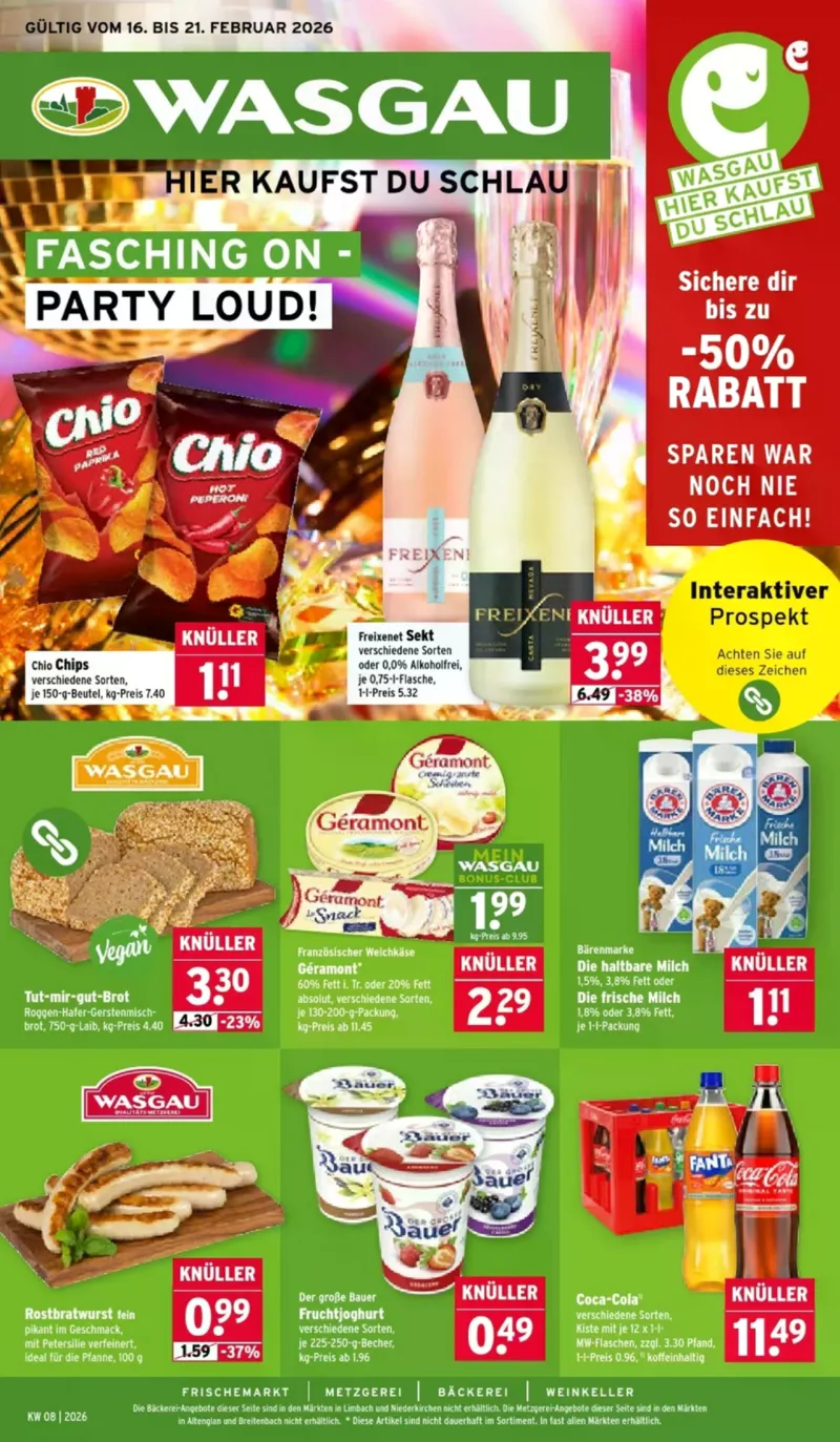 Wasgau Prospekt vom 16.02.2026, Seite 1