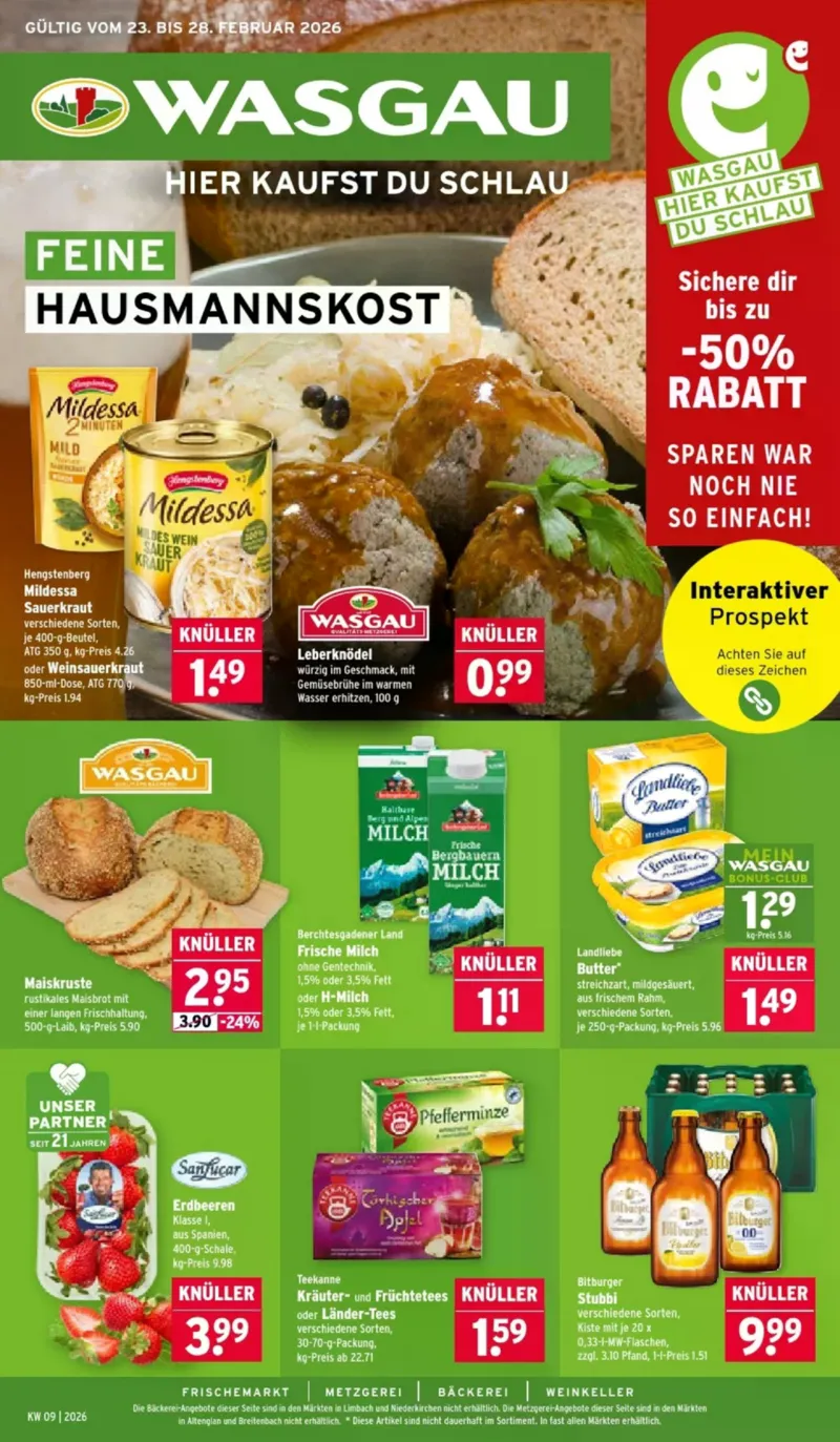 Wasgau Prospekt vom 23.02.2026, Seite 1