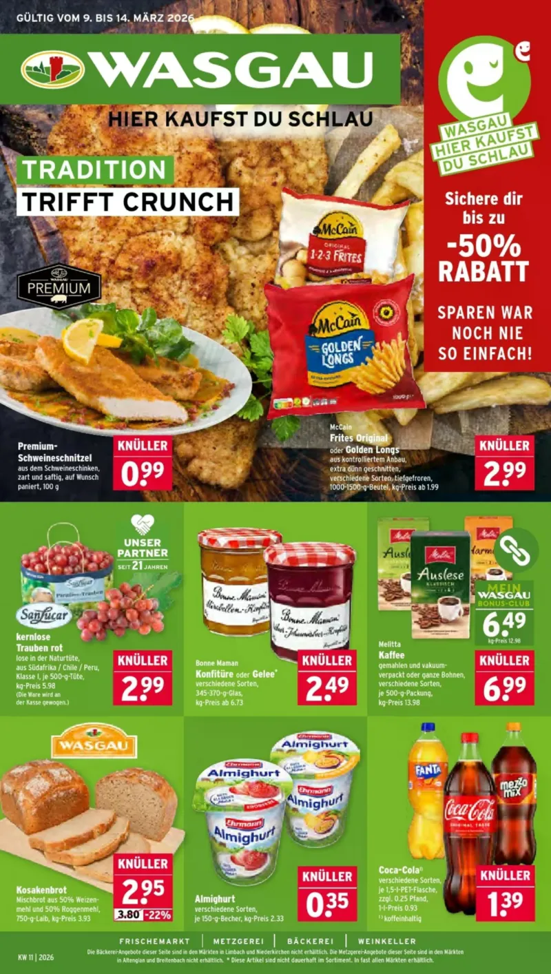 Wasgau Prospekt vom 09.03.2026, Seite 1