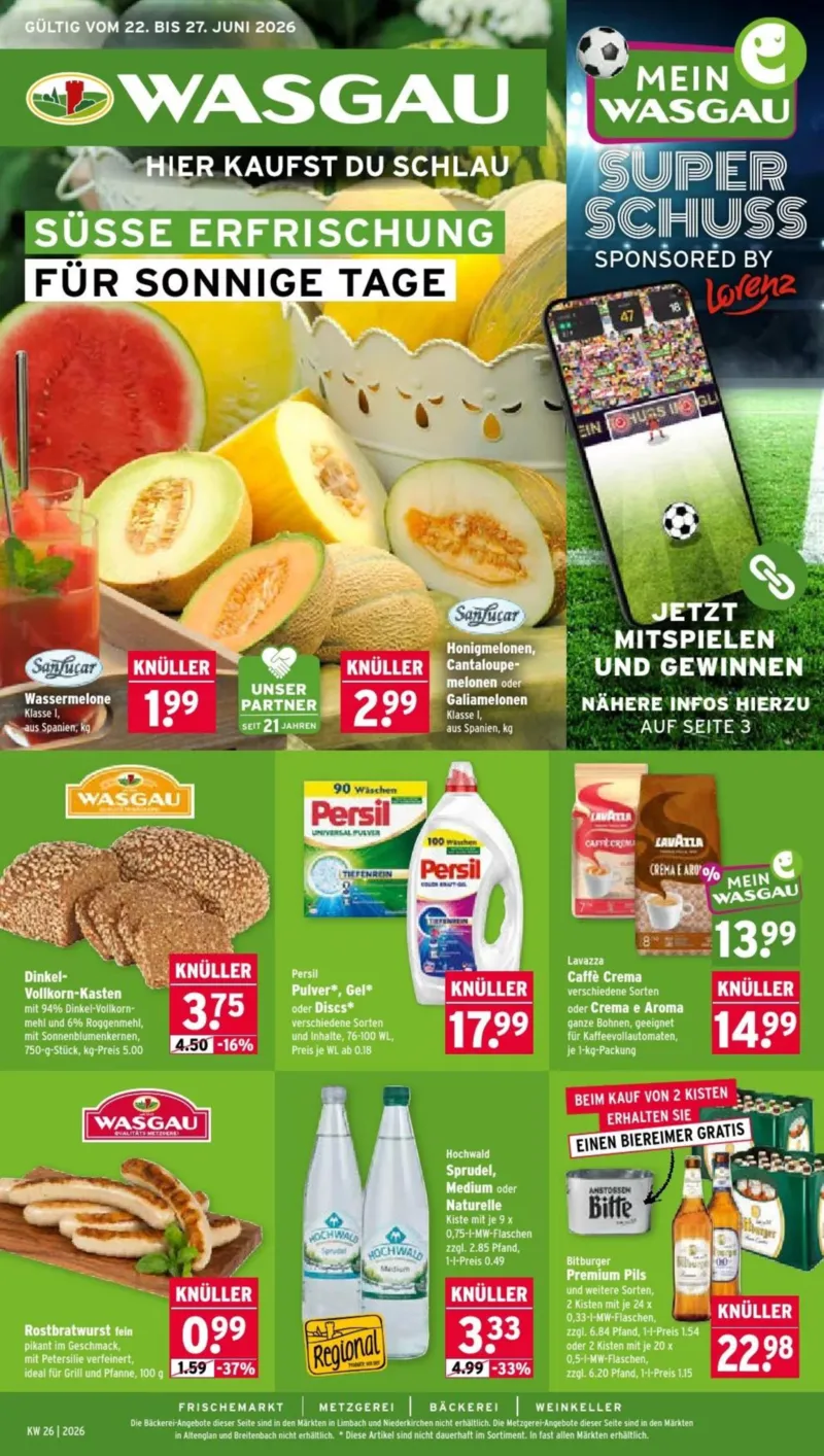 Wasgau Prospekt vom 22.06.2026, Seite 1