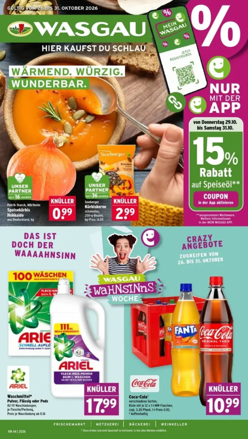 Wasgau Prospekt vom 26.10.2026, Seite 1
