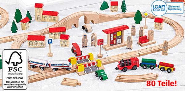 HolzeisenbahnSet, 80 Teile von Aldi Süd ansehen!