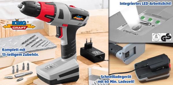 KING CRAFT® 14,4 V LiIonAkkuBohrschrauber von Aldi Süd ansehen!