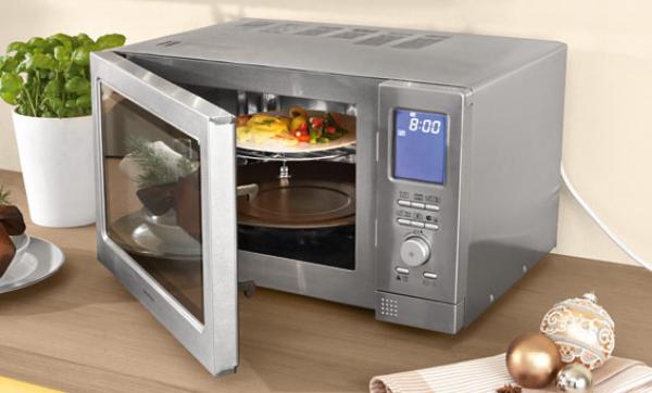 SILVERCREST EdelstahlMikrowelle mit Doppelgrill und Heißluft von Lidl