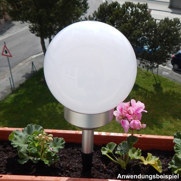 LED Solarleuchte Ø15cm Leuchtkugel Bodenspieß von