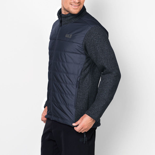 Jack Wolfskin Herren Fleece Hybridjacke Caribou Crossing Track, dunkelblau von Jack Wolfskin Herren Fleece Hybridjacke Caribou Crossing Track, dunkelblau von