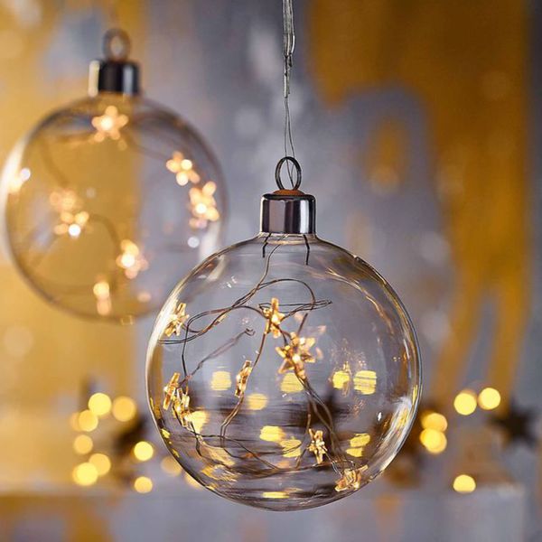 Kugel Glas mit Lichterstrang, D:15cm, klar von Depot ansehen!