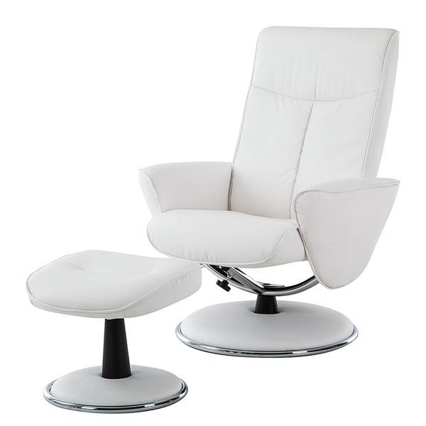 Relaxsessel Kenzo (mit Hocker) Kunstleder Weiß, mooved von home24