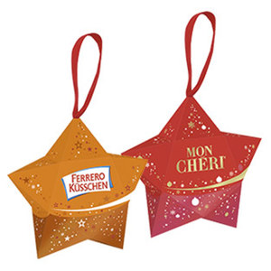 Ferrero Küsschen, Mon Cheri, Raffaello oder Rocher kleiner Stern mit Anhänger jedes 35/38/40/42-g-Stück