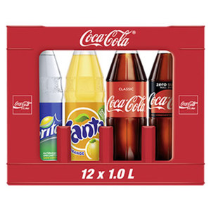 Coca-Cola*, Fanta oder Sprite (*koffeinhaltig), versch. Sorten, 12 x 1 Liter, jeder Kasten