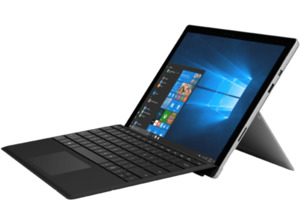 MICROSOFT Surface Pro inkl. Type Cover (schwarz), Convertible mit 12.3 Zoll, 128 GB Speicher, 4 GB RAM, Core™ i5 Prozessor, Windows 10 Professional, Silber