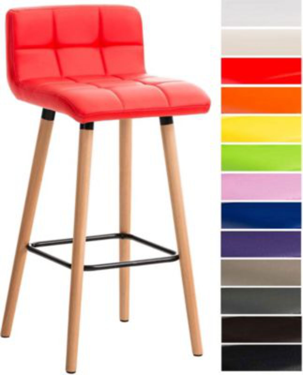 Barhocker LINCOLN gesteppt mit Kunstleder-Bezug, Buchenholz-Gestell