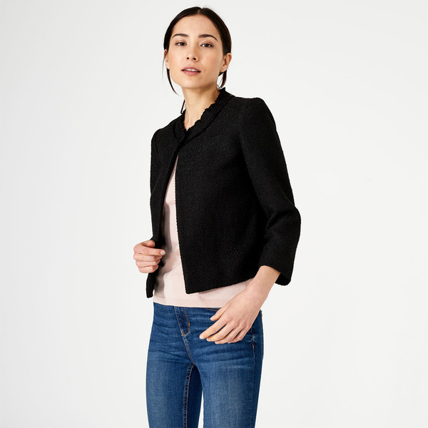 boucle jacke schwarz hallhuber boucle jacke schwarz hallhuber