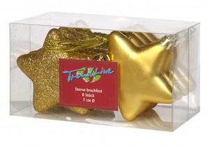 TrendLine Dekohänger Stern gold, bruchfest
, 
7 cm Ø, 8 Stück