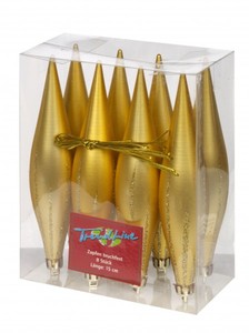 TrendLine Dekohänger Zapfen gold, bruchfest
, 
Länge: 15 cm, 8 Stück