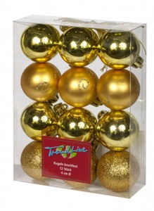 TrendLine Christbaumkugeln
, 
bruchfest, 4 cm Ø, 12 Stück, gold