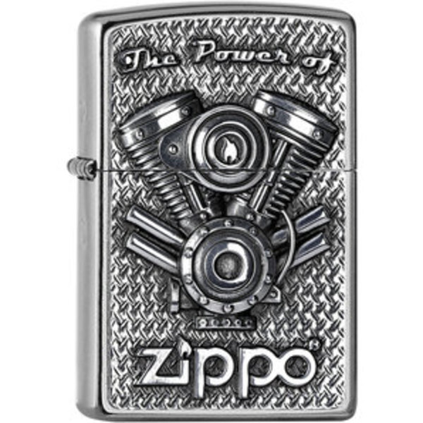 Original Zippo V-Twin        chrom gebürstet