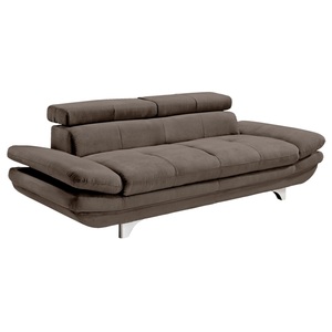 Sofa 3-Sitzer COTTA 104 x 233 cm Lederlook mudbraun