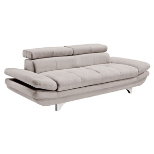 Sofa 3-Sitzer COTTA 104 x 233 cm Lederlook argentgrau