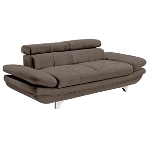 Sofa 2-Sitzer COTTA 104 x 218 cm Lederlook mudbraun