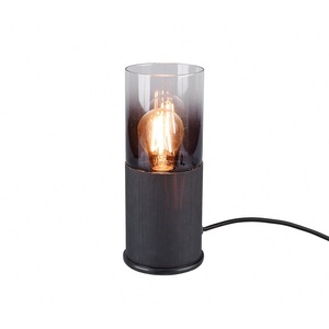TRIO LED Tischlampe ROBIN 25 cm Metall schwarz/ Glas rauchfarbig