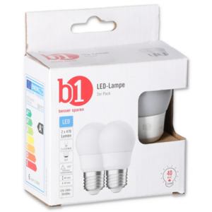 B1 LED-Tropfenlampe E27 470 lm 2er-Pack