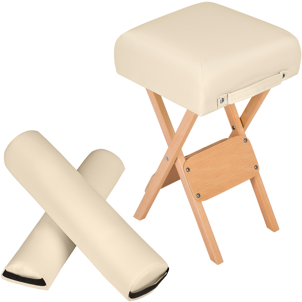 Hocker mit 2 Lagerungsrollen beige von tectake für 40,69 € ansehen!