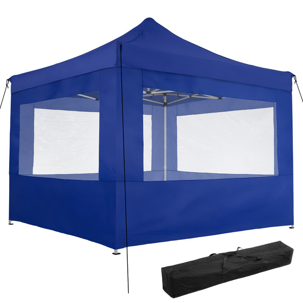 Faltbarer Garten Pavillon 3x3m Mit 4 Seitenteilen Blau Von Tectake