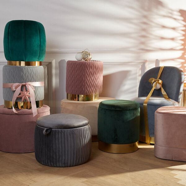 Samthocker mit Stauraum, D:47cm x H:36cm, grau von Depot ansehen!