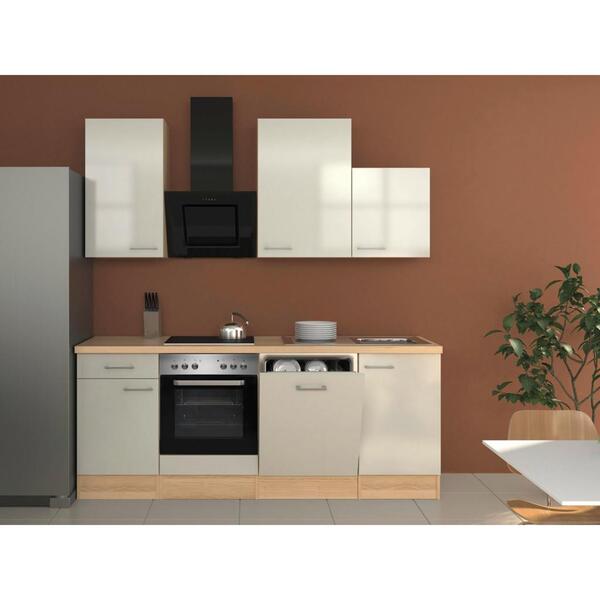 Küchenblock in Akazie/Perlmutt inkl. Geräte und Spüle von Mömax ansehen!