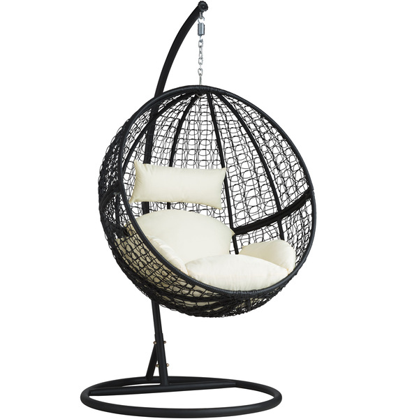 Rattan Hängesessel mit Gestell inkl. Kissen schwarz von tectake für 289