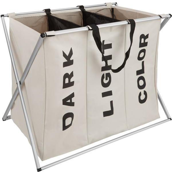 Wäschesammler klappbar mit 3 Fächern beige von tectake für 22,49 € ansehen!