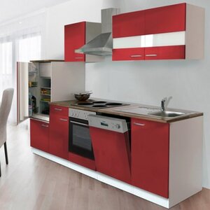 Respekta Küchenzeile ohne E-Geräte LBKB280WR 280 cm Rot-Weiß