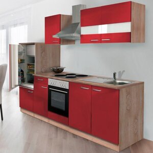 Respekta Küchenzeile ohne E-Geräte LBKB270ESR 270 cm Rot-Eiche Sonoma Sägerau