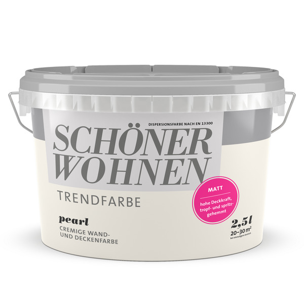 Schöner Wohnen Wand- und Deckenfarbe Trendfarbe 'Pearl' perlweiß matt 2
