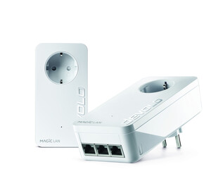 DEVOLO Magic 2 LAN triple Starter Kit Powerline (2400 Mbit/s, 2 Adapter, 3x Gigabit LAN-Anschluss, Reichweite bis zu 500 Meter)