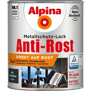 Alpina Metallschutz-Lack Anti-Rost Anthrazitgrau matt 750 ml