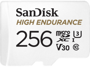 SANDISK High Endurance Micro-SDXC, 100 MB/s, 256 GB UHS Class 3, Video Speed Class 30 (V30), Class 10 Speicherkarte