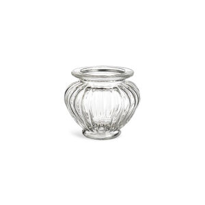 Vase gerippt, Glas, D:8cm x H:9cm, klar
