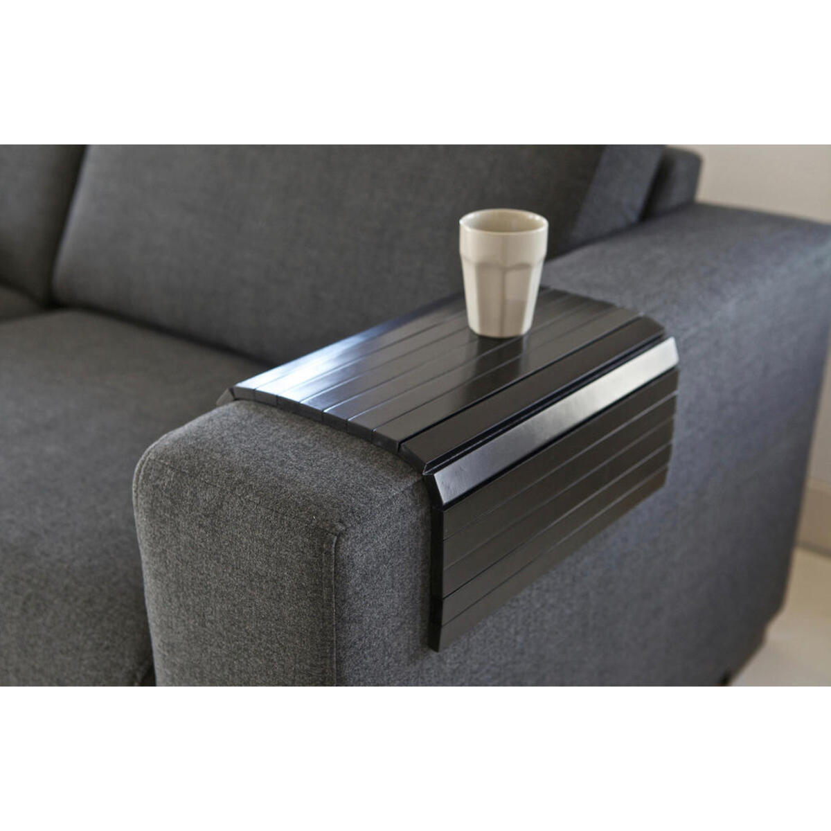 Carryhome Sofatablett birke massiv 45/1/36 cm schwarz , Sofatablett Xl