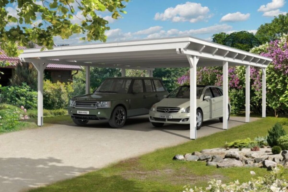 SKAN HOLZ Carport Emsland 613 x 846 cm, Leimholz, Lasiert in weiß von